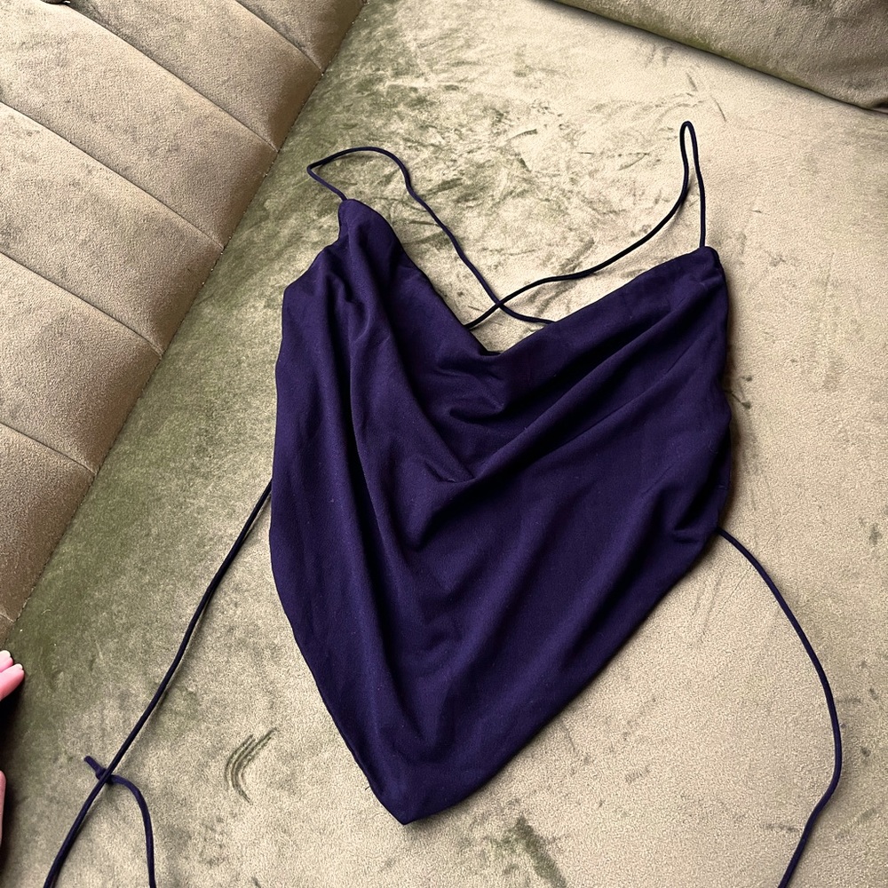 Backless strapped cowl neck top